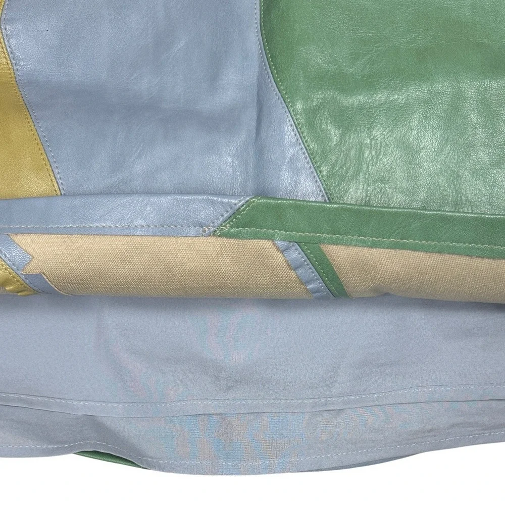 Le Lis Faux Leather Mini Skirt Women's Med Colorful Wave Blue Yellow Green - Picture 4 of 9